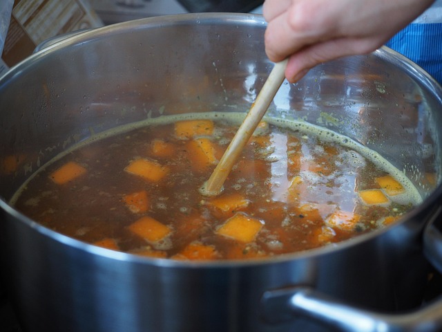 Home-cooked Irish stew made with Tilamora root vegetables in cast iron pot